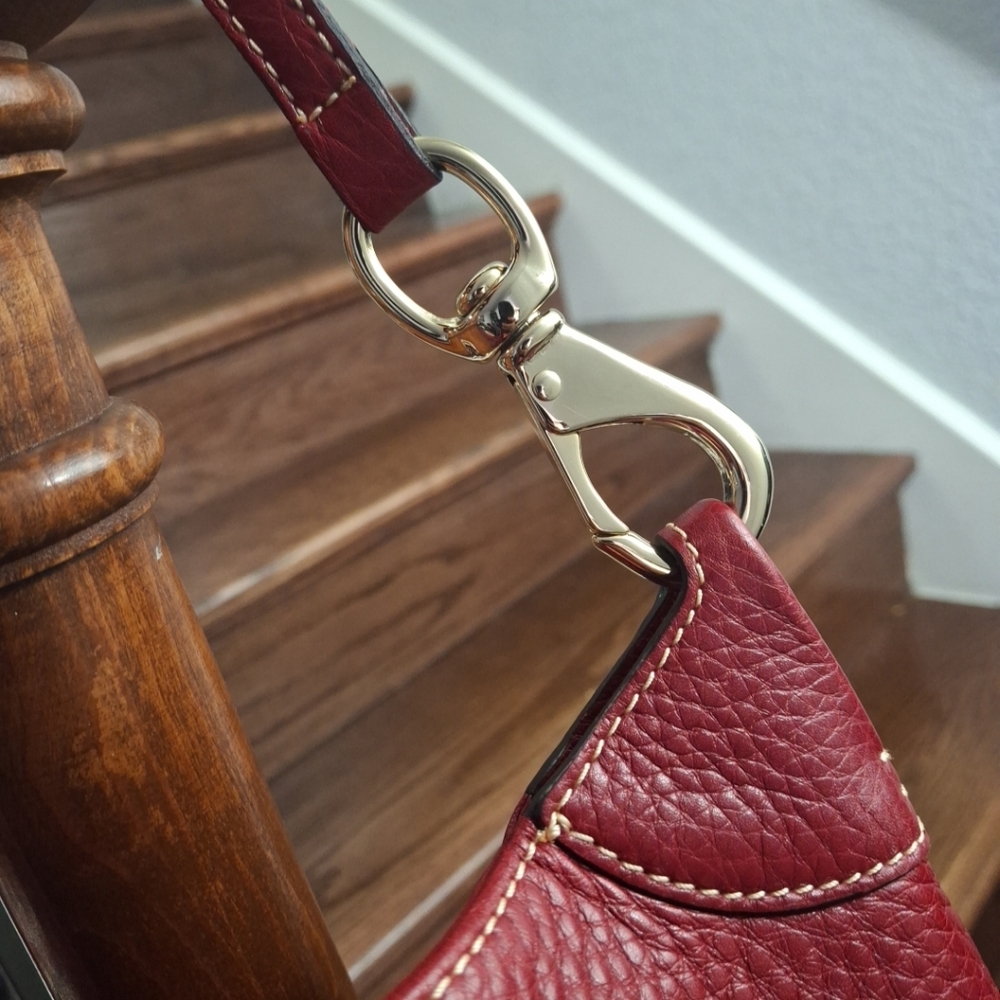 Dooney & Bourke Deep Red Pebbled Leather Shoulder Bag - Picture 9 of 14